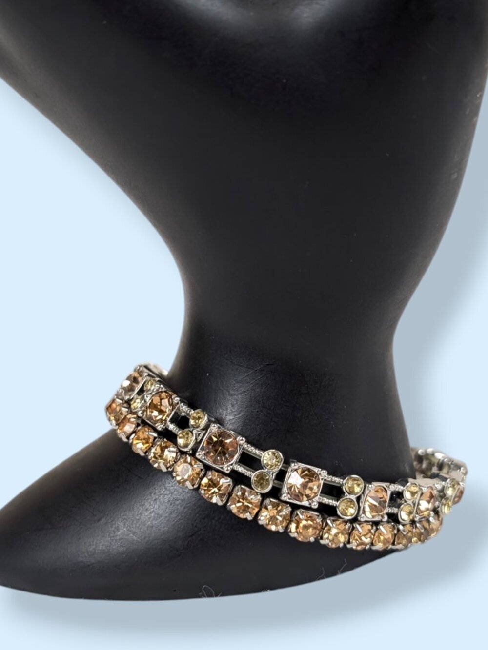 Set of 2 Orange Rhinestone Stretch Bracelets